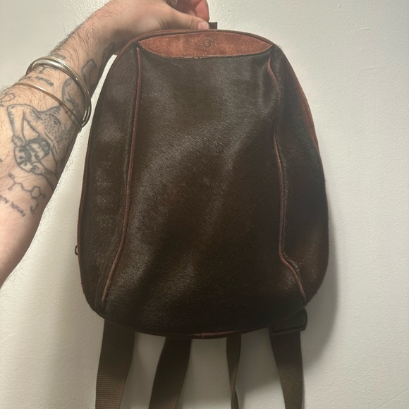 VINTAGE RARE Gianni Versace Haircalf Sling Backpack Brown main image 7